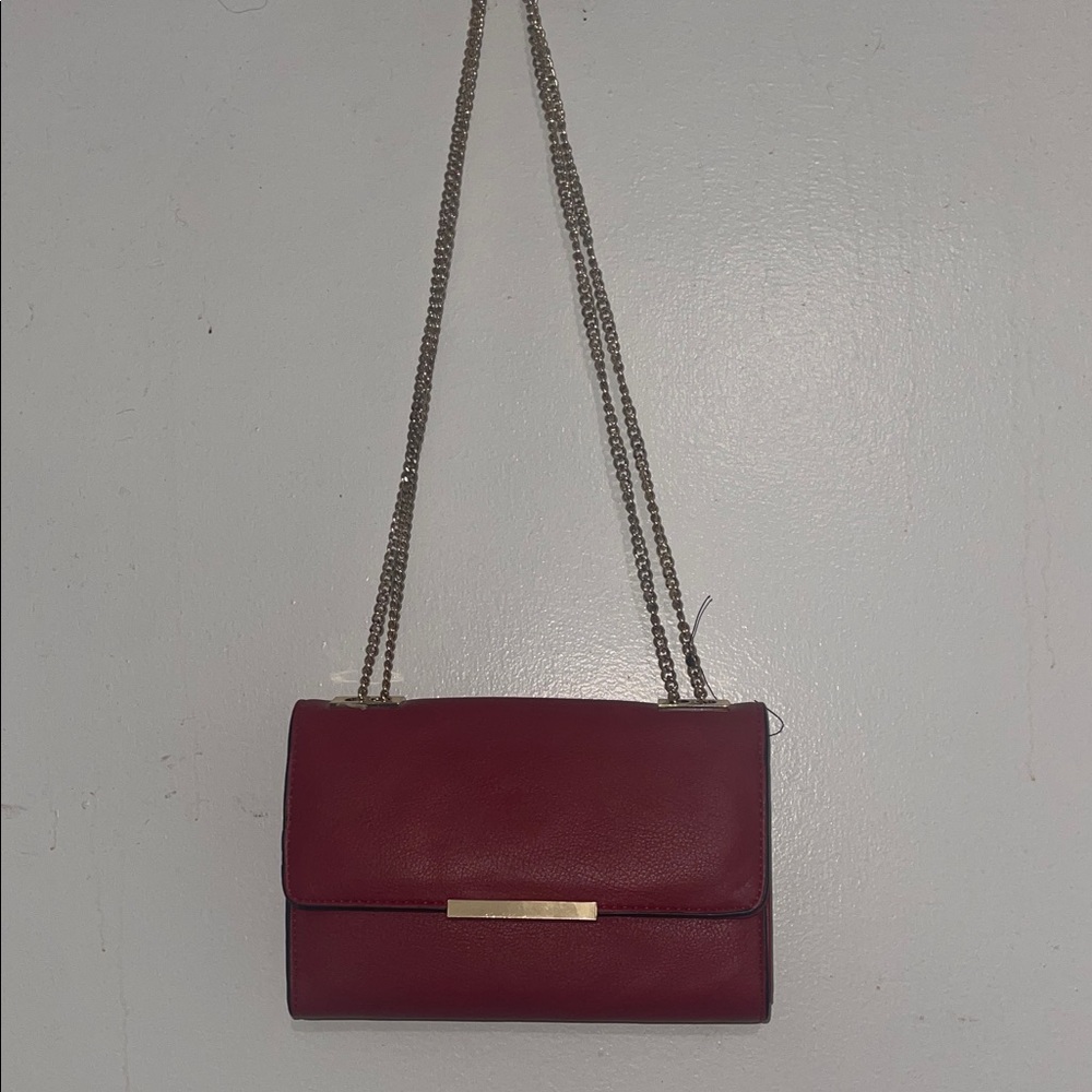 INC International Concepts Burgundy Crossbody Bag with Chain Strap